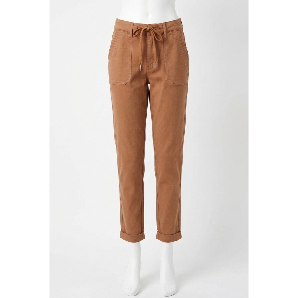 NEW JUDY BLUE high waist garment dyed cuffed jogger in camel